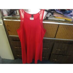 H&M red sleeveless lace accent dress large New with tags